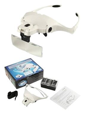 Multi-lens interchangeable magnifying glass 5pcs lenses headband 2LED
